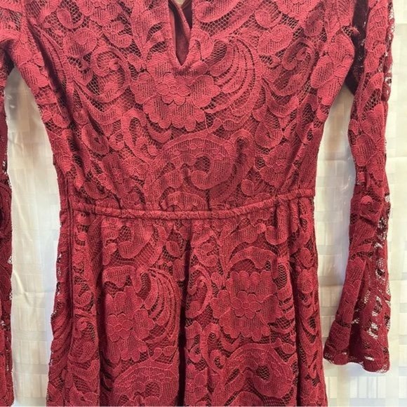 Hollister Dress Womens Size Small Maroon Lace Long Sleeve , New With Tags - Picture 14 of 16